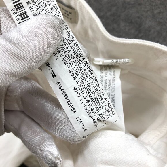 Zara Slim Straight Jeans Womens 6 White Low Rise Stretch - Picture 11 of 11